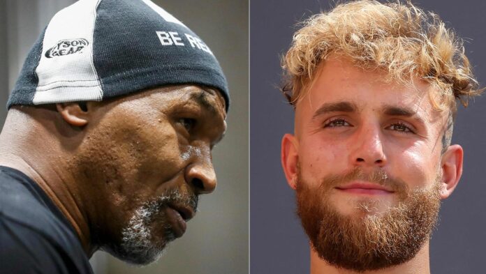 BOKSEDUELL: Mike Tyson (t.v.) skal bokse mot Jake Paul i juli. 