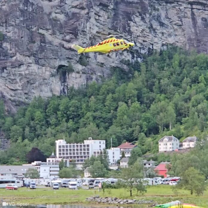 Fallulykke i Geiranger: Hentet av luftambulanse