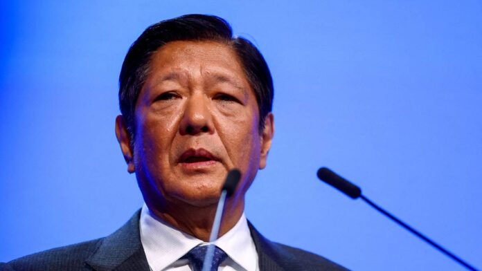 Filippinenes president Ferdinand Marcos junior holder en tale i Singapore, 31.mai, 2024.