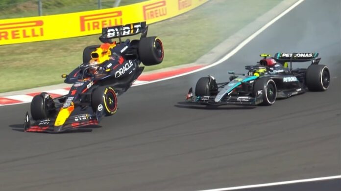 Max Verstappen og Lewis Hamilton i krasj i Ungarn