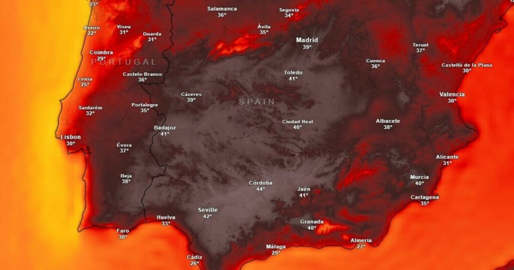 Spania koker: Kan bli 44 grader